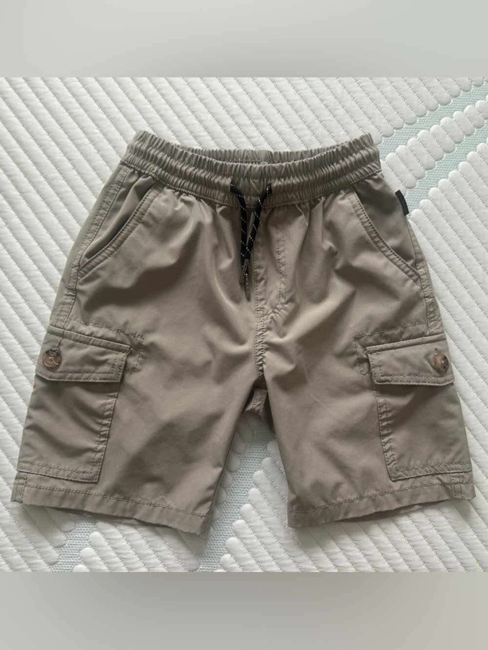 Ring of Fire Boys Cargo Drawstring Shorts in Taupe